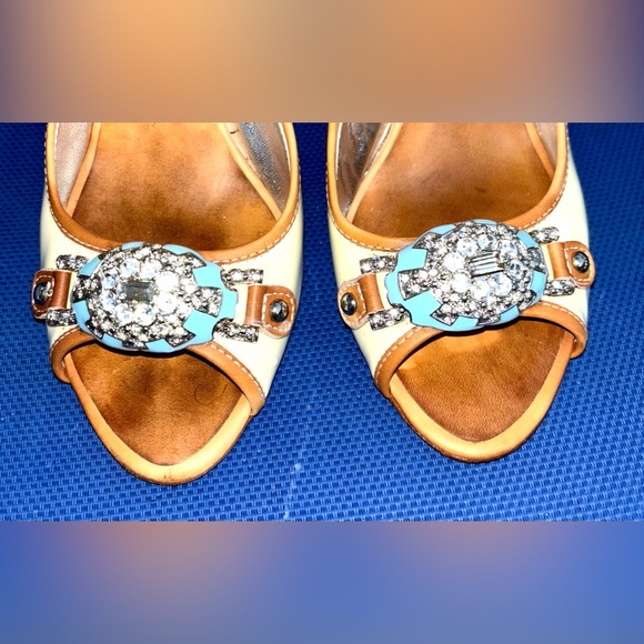 Vintage Giuseppe Zanotti Patent Leather Peep Toe Crystal Heels, Size 38 (7.5 US) - Picture 6 of 8